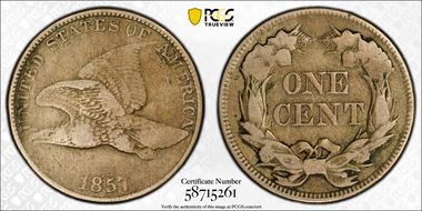 1857 1C Flying Eagle VF25