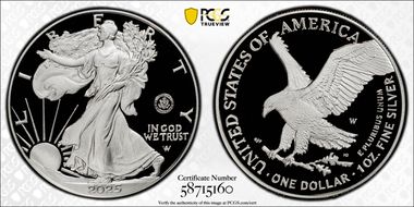 2025-W $1 Silver Eagle w/ U.S. Army Privy 250th Anniversary PR70DCAM