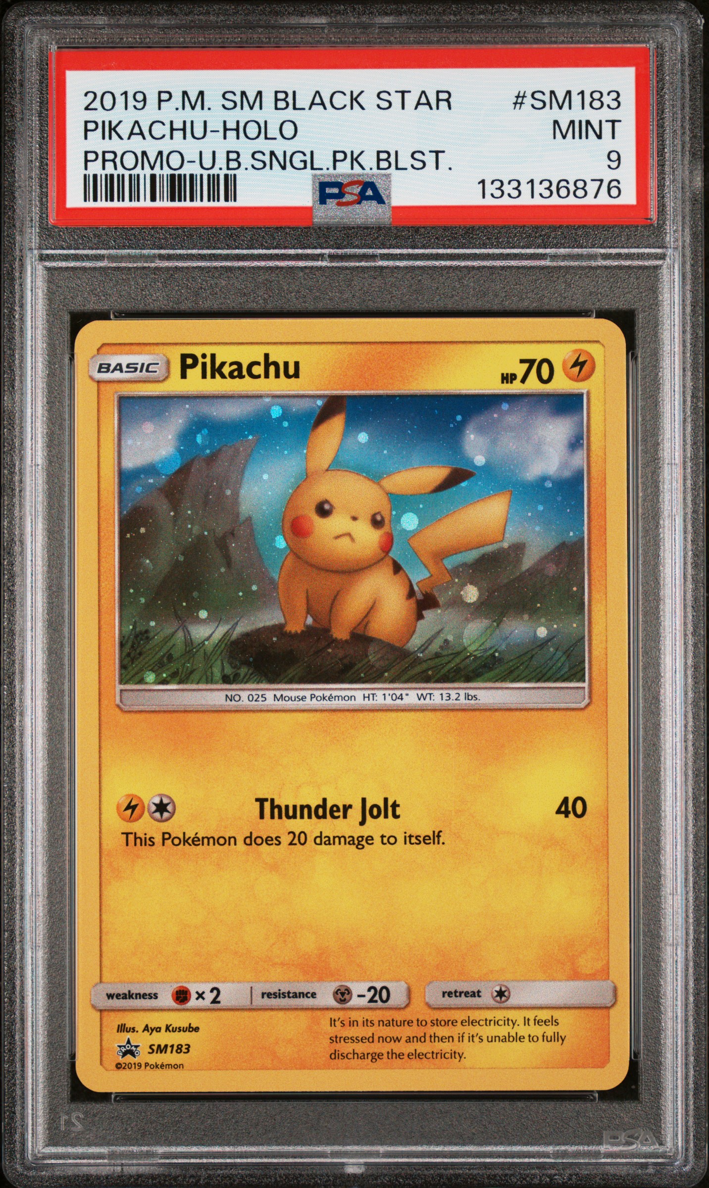 2019 #SM183 Pikachu-Holo PSA 9 SM Black Star Promo Pokemon