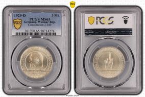 1929-D 3 Mk Constitution J-340 MS65