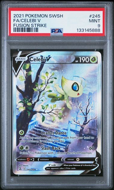 2021 POKEMON SWORD & SHIELD FUSION STRIKE #245 FA/CELEBI V FUSION STRIKE (PSA 9) (PSA 9) – 133145888