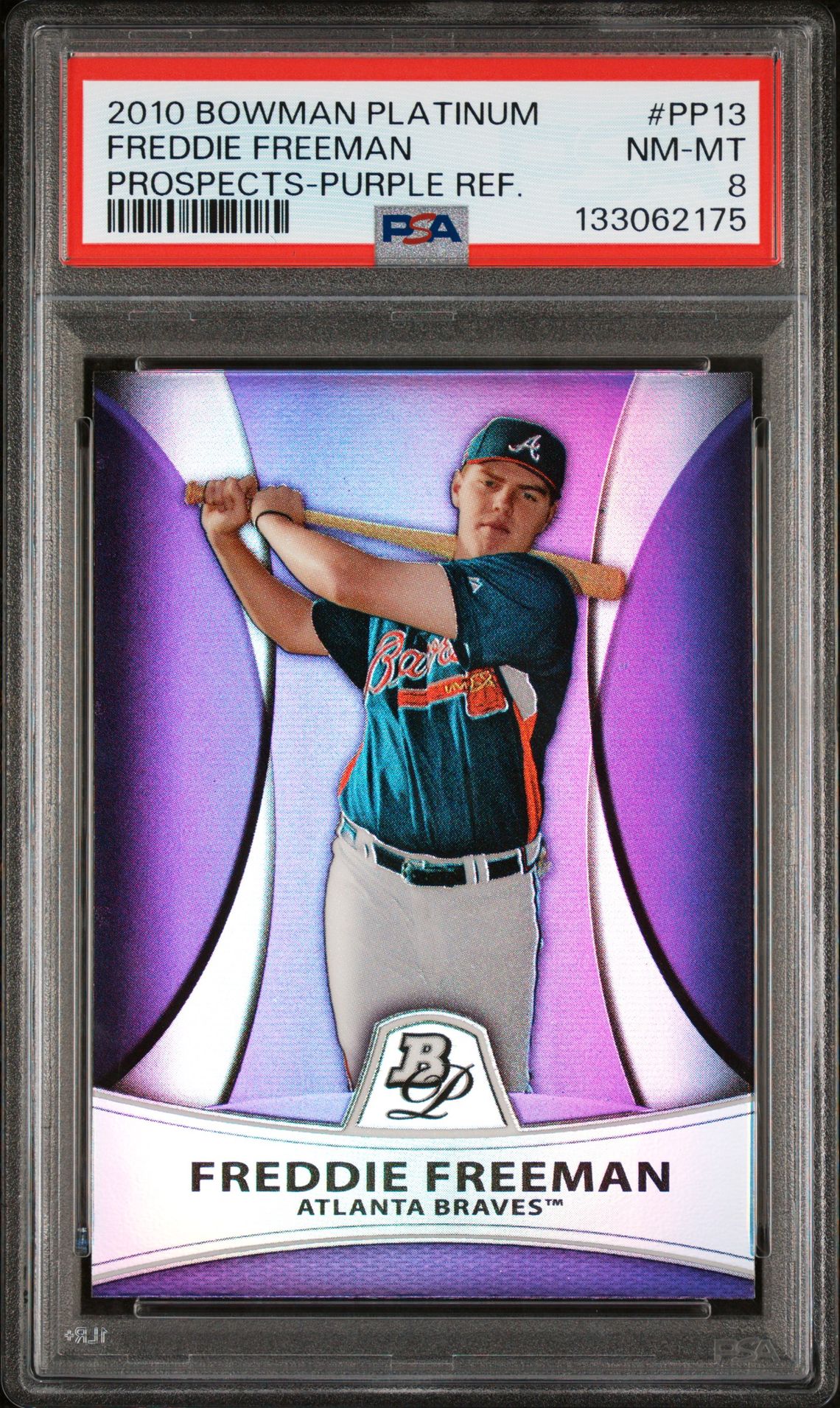 2010 Bowman BOWMAN PLATINUM PROSPECTS Purple Refractor #PP13 Freddie Freeman front
