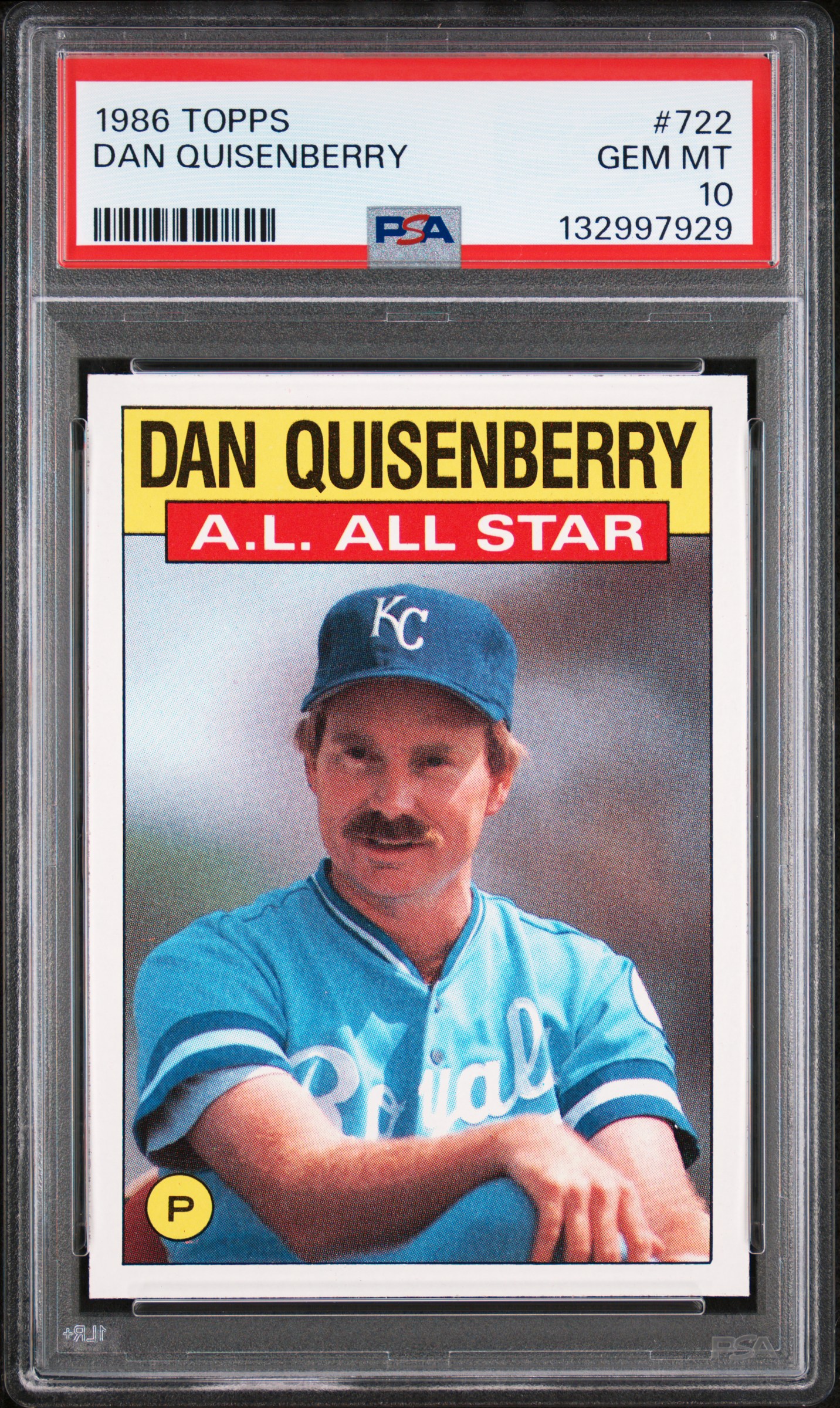 1986 #722 Dan Quisenberry PSA 10 Topps