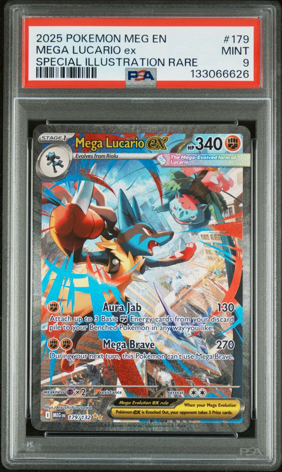 2025 Pokemon Meg En-Mega Evolution Mega Lucario Ex #179 (Special Illustration Rare) Mint 9 front