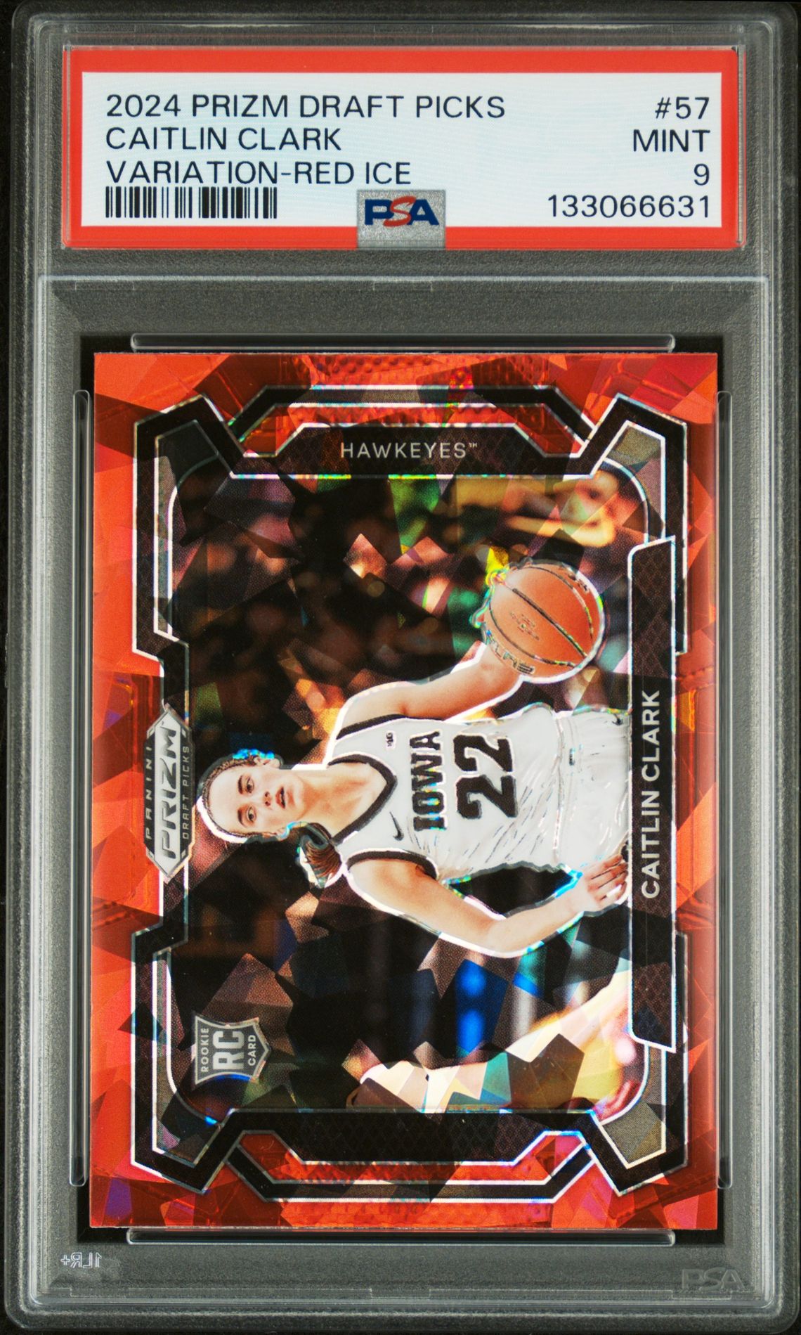 2024 Panini Prizm Draft Picks Caitlin Clark #57 (Variation-Red Ice) Mint 9 front