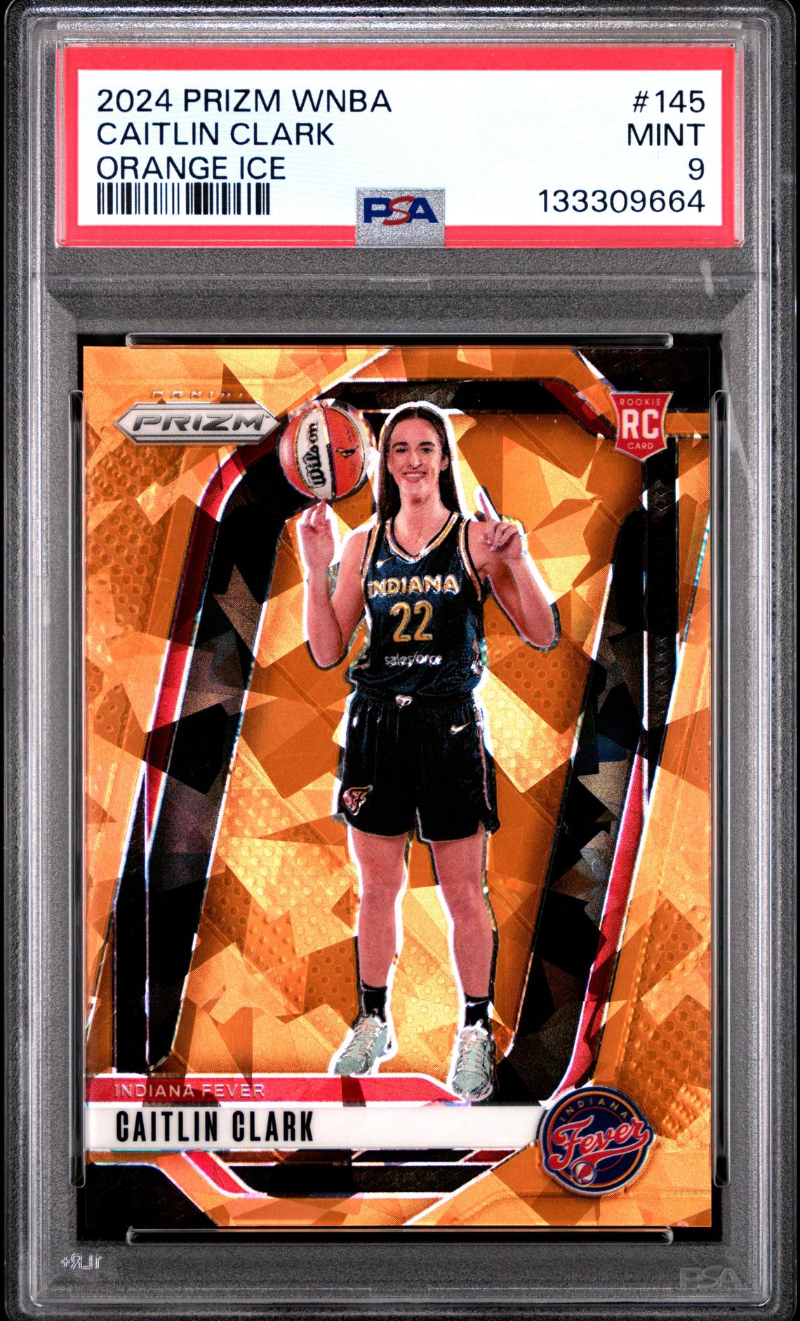 2024 Panini Prizm Wnba Caitlin Clark #145 (Orange Ice) Mint 9 front