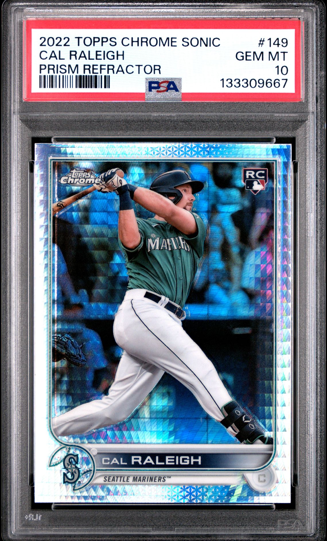 2022 Topps Chrome Sonic Cal Raleigh #149 (Prism Refractor) Gem Mt 10 front