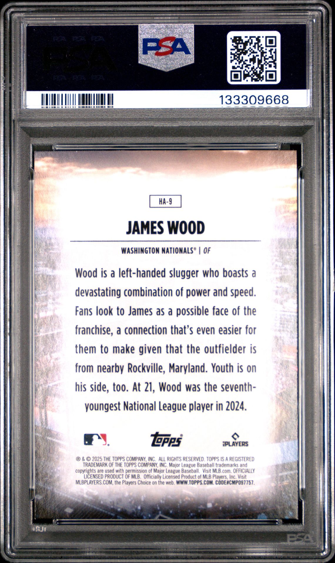 2025 Topps Home Field Advantage James Wood #Ha9 Mint 9 back