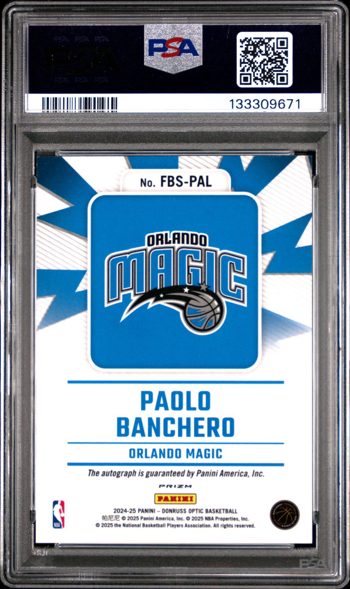 2024 Panini Donruss Optic Fast Break Signatures Paolo Banchero #Fbs-Pal Mint 9 back