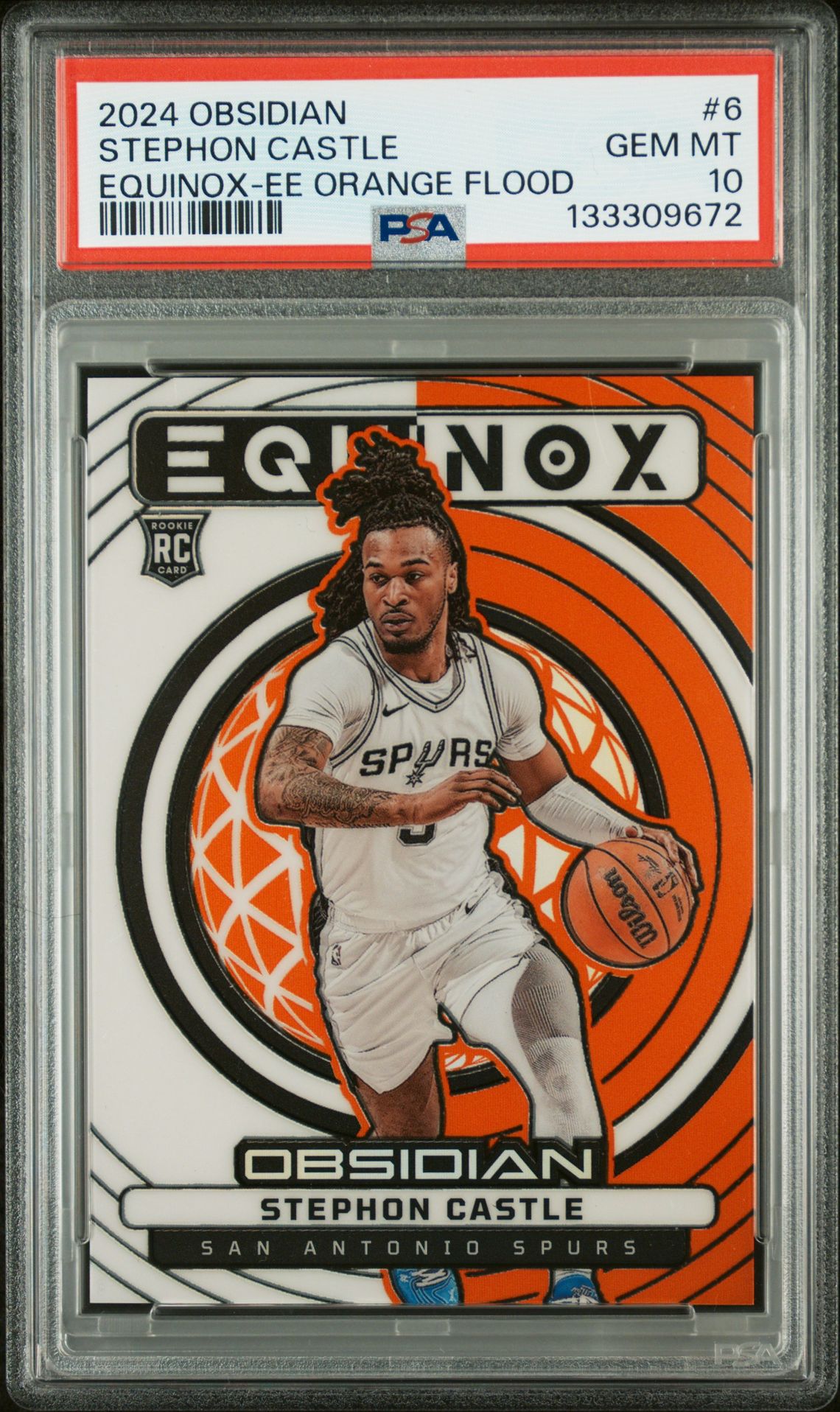 2024 Panini Obsidian Equinox Stephon Castle #6 (Equinox-Ee Orange Flood) Gem Mt 10 front