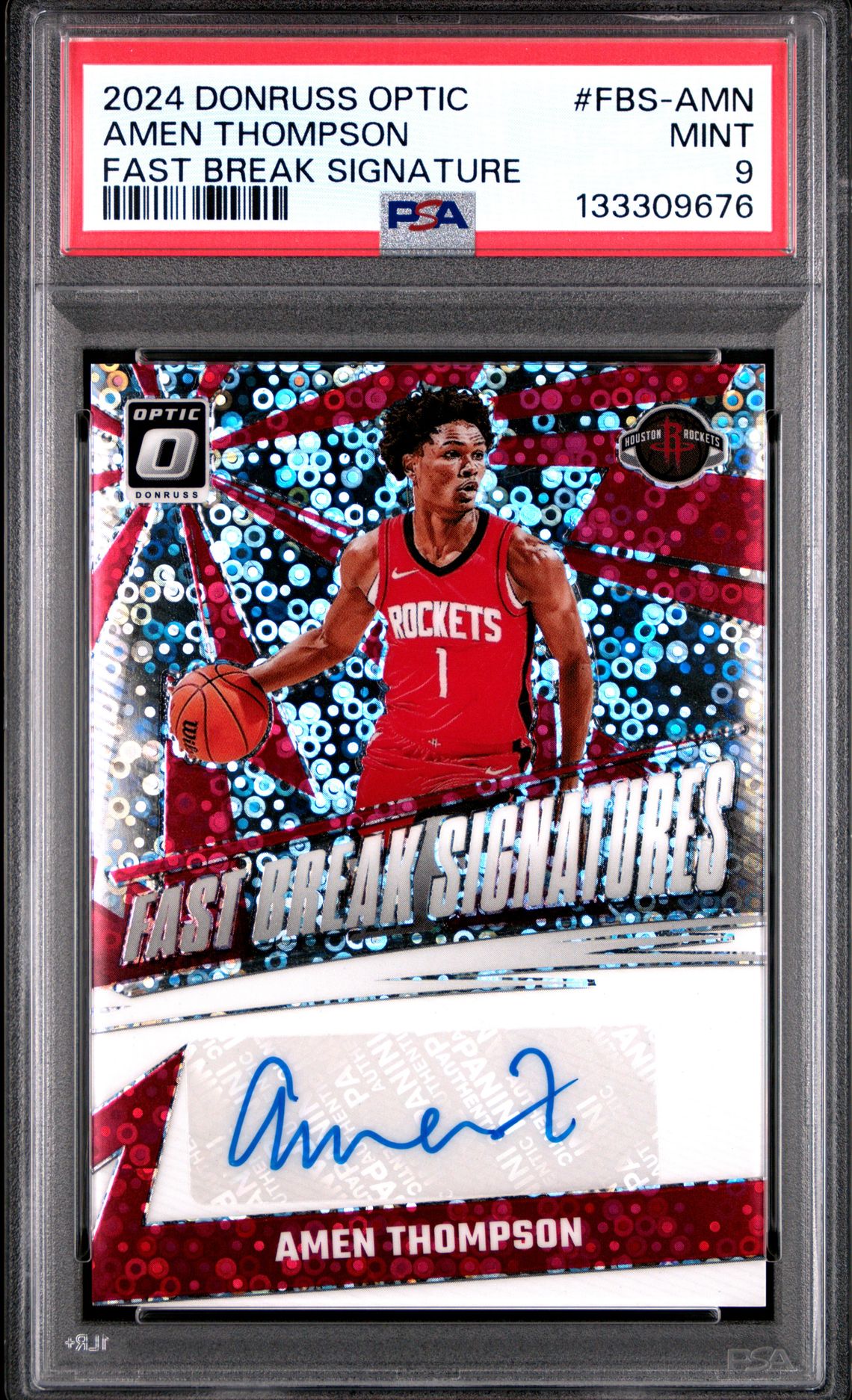 2024 Panini Donruss Optic Fast Break Signatures Amen Thompson #Fbs-Amn Mint 9 front