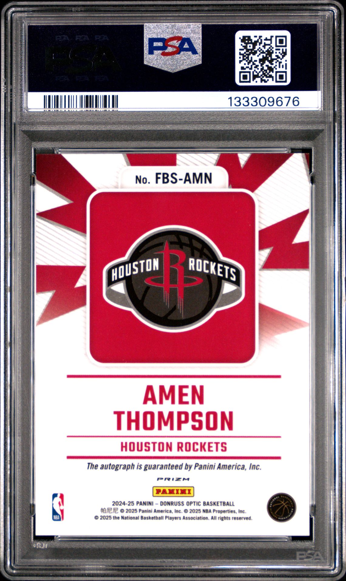 2024 Panini Donruss Optic Fast Break Signatures Amen Thompson #Fbs-Amn Mint 9 back