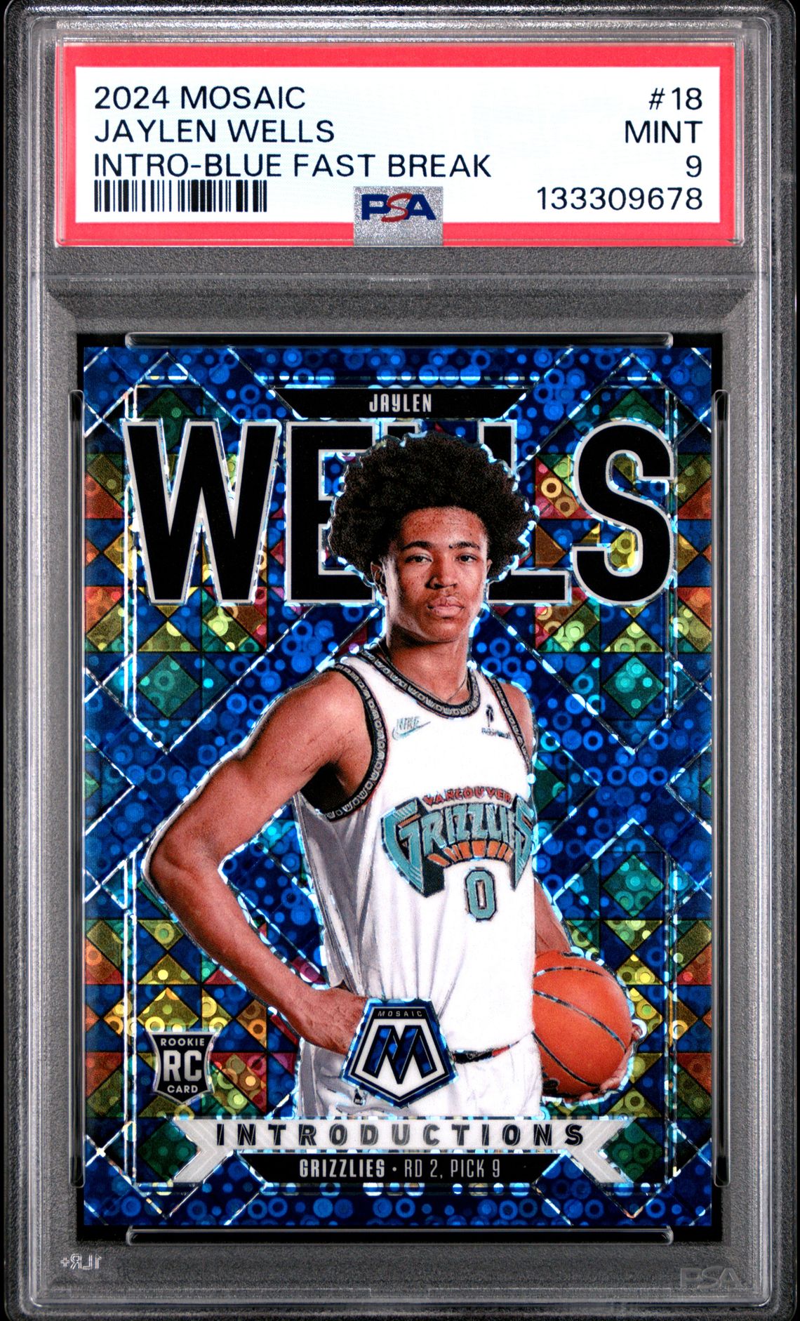 2024 Panini Mosaic Introductions Jaylen Wells #18 (Intro-Blue Fast Break) Mint 9 front