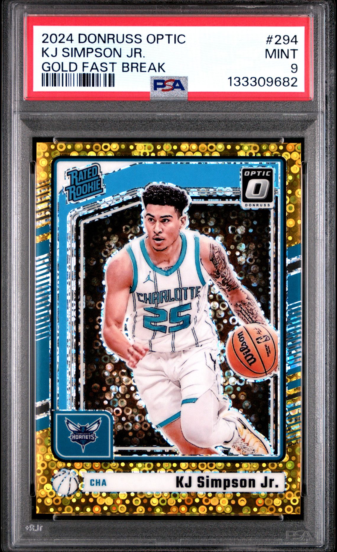 2024 Panini Donruss Optic Kj Simpson Jr. #294 (Gold Fast Break) Mint 9 front
