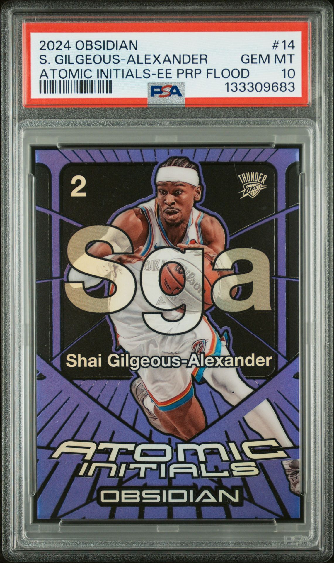 2024 Panini Obsidian Atomic Initials S. Gilgeous-Alexander #14 (Atomic Initials-Ee Prp Flood) Gem Mt 10 front