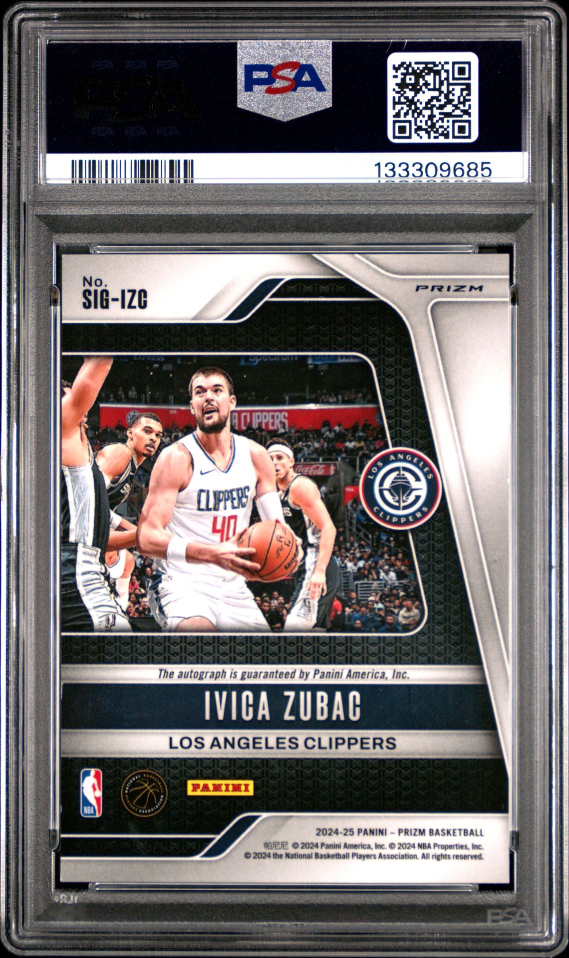 2024 Panini Prizm Signatures Ivica Zubac #Sigizc (Sig-Dragon Year Prizm) Mint 9 back