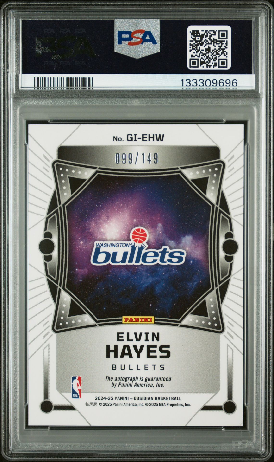 2024 Panini Obsidian Galaxy Ink Elvin Hayes #Gi-Ehw Mint 9 back