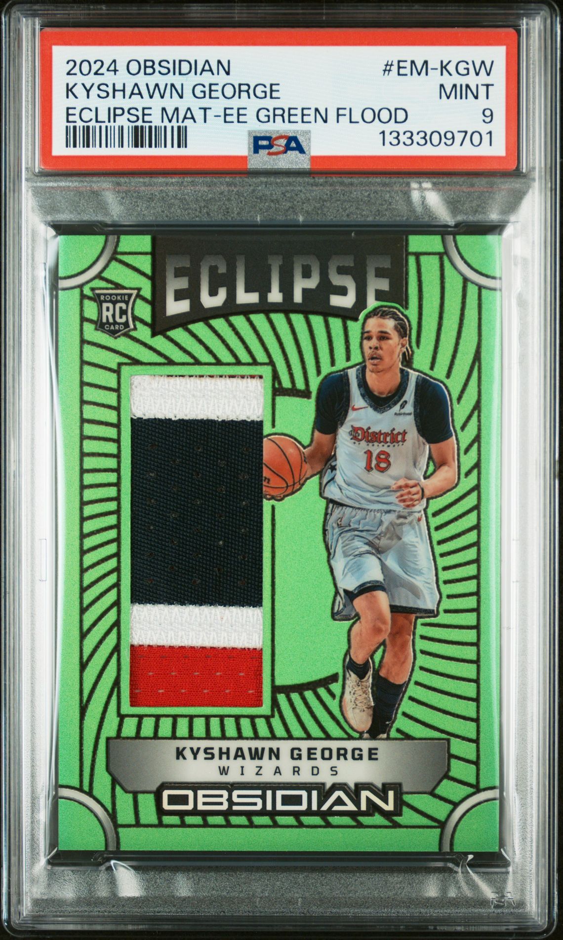 2024 Panini Obsidian Eclipse Materials Kyshawn George #Em-Kgw (Eclipse Mat-Ee Green Flood) Mint 9 front