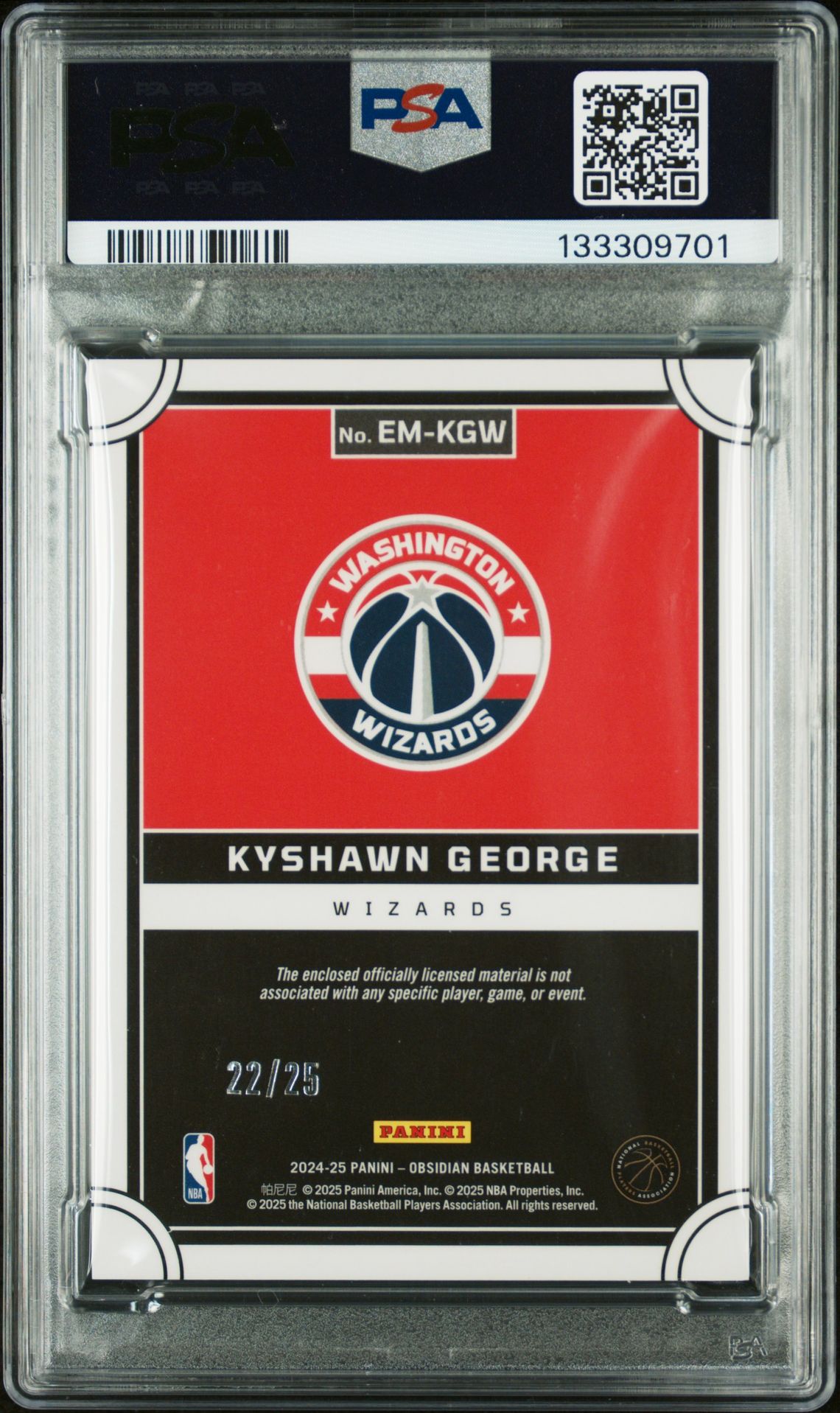 2024 Panini Obsidian Eclipse Materials Kyshawn George #Em-Kgw (Eclipse Mat-Ee Green Flood) Mint 9 back