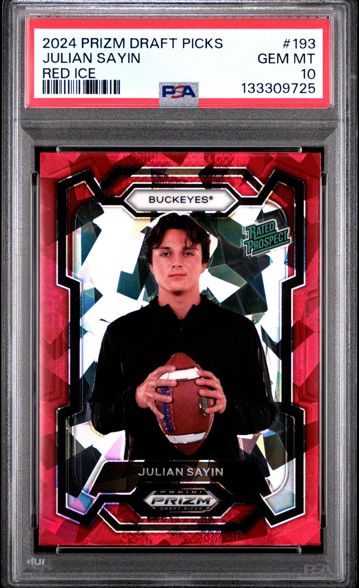 2024 Panini Prizm Draft Picks Julian Sayin #193 (Red Ice) Gem Mt 10 front