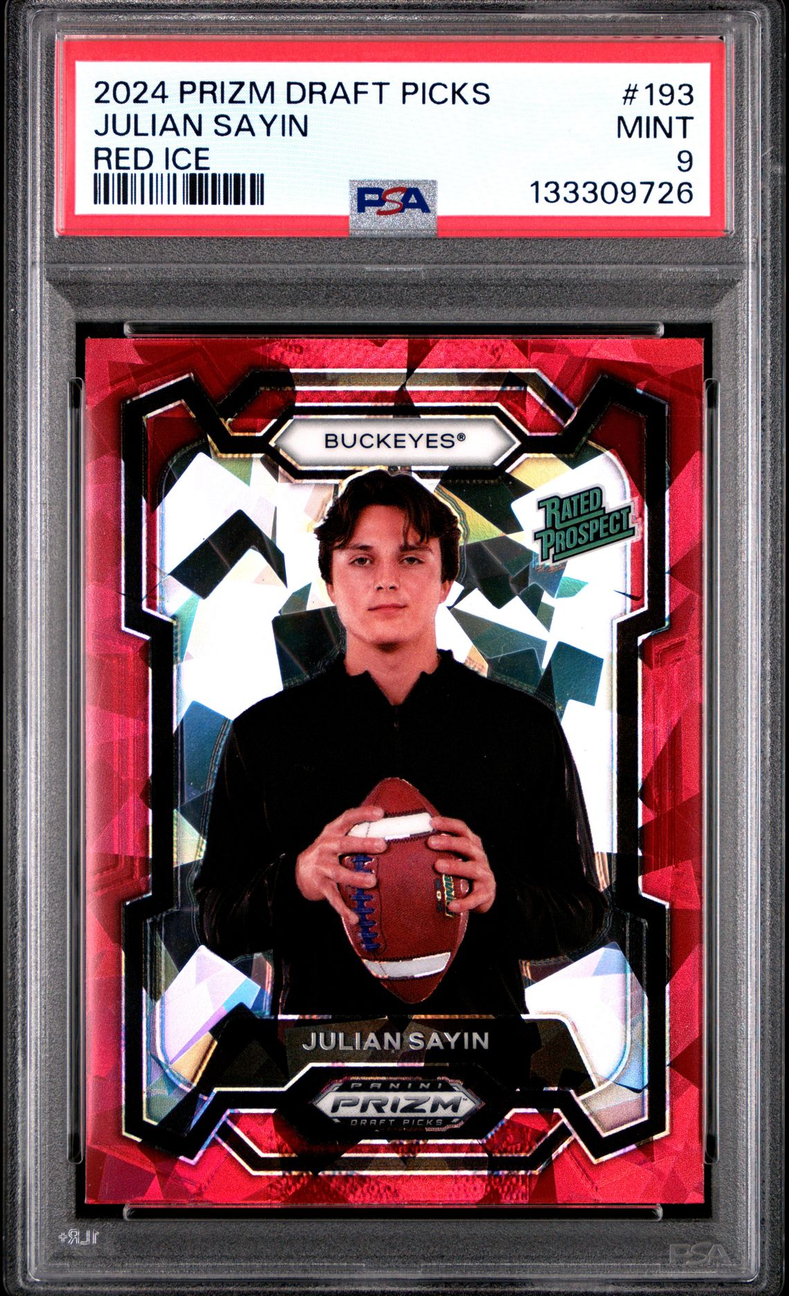 2024 Panini Prizm Draft Picks Julian Sayin #193 (Red Ice) Mint 9 front