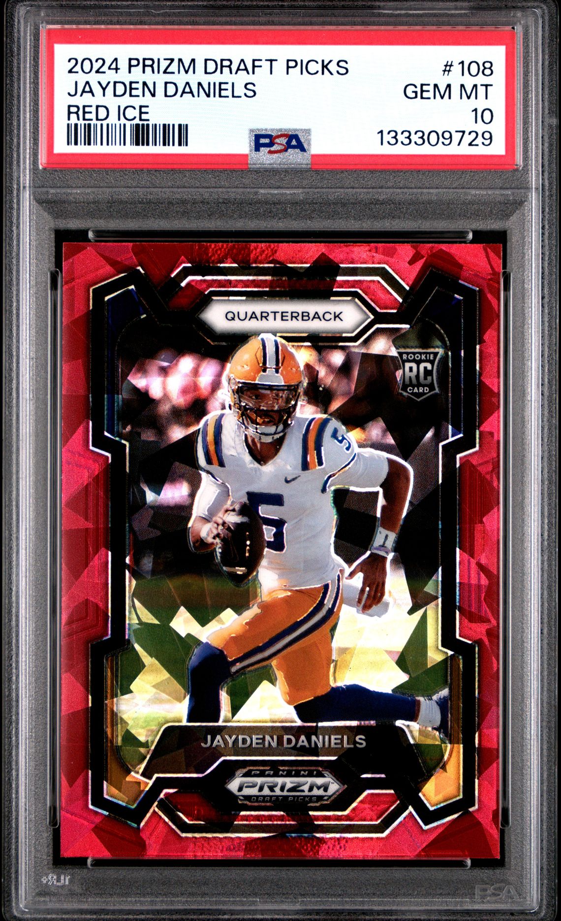 2024 Panini Prizm Draft Picks Jayden Daniels #108 (Red Ice) Gem Mt 10 front