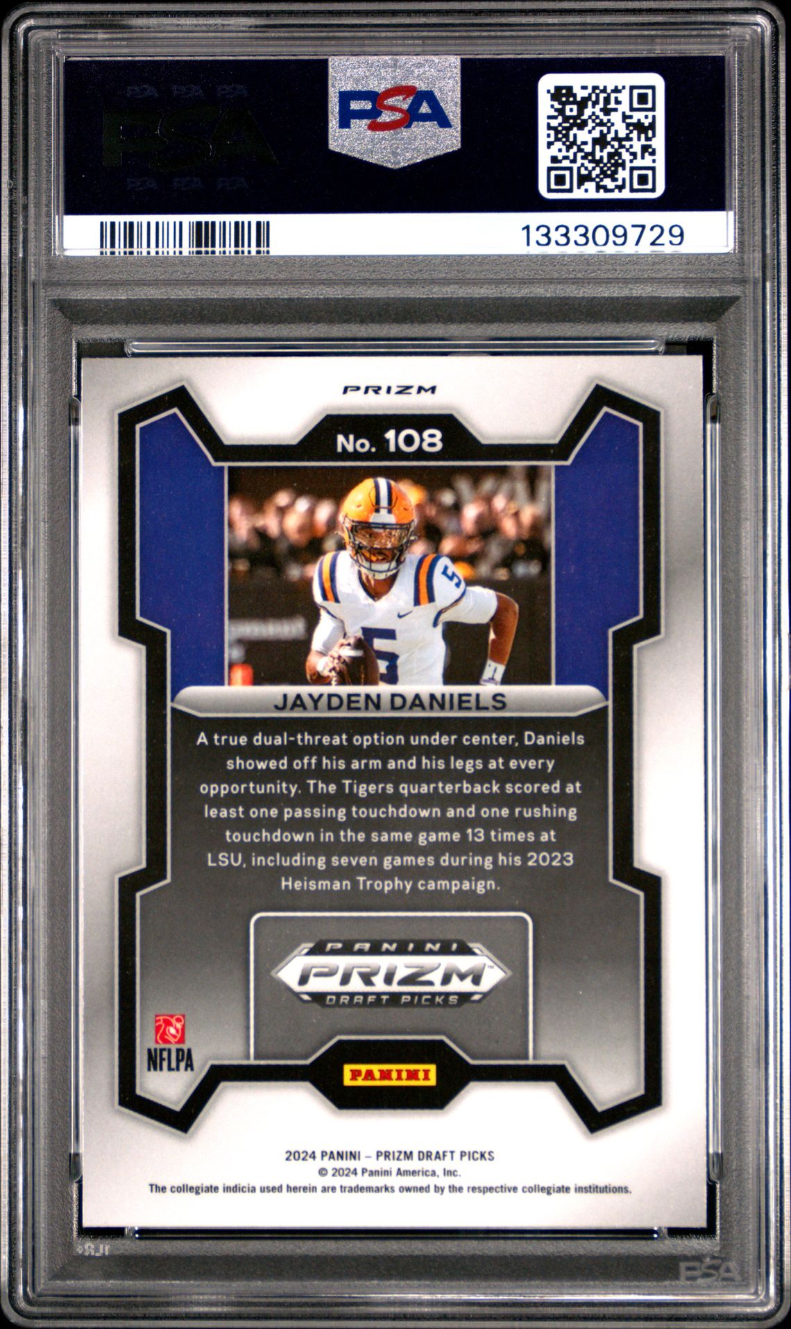 2024 Panini Prizm Draft Picks Jayden Daniels #108 (Red Ice) Gem Mt 10 back