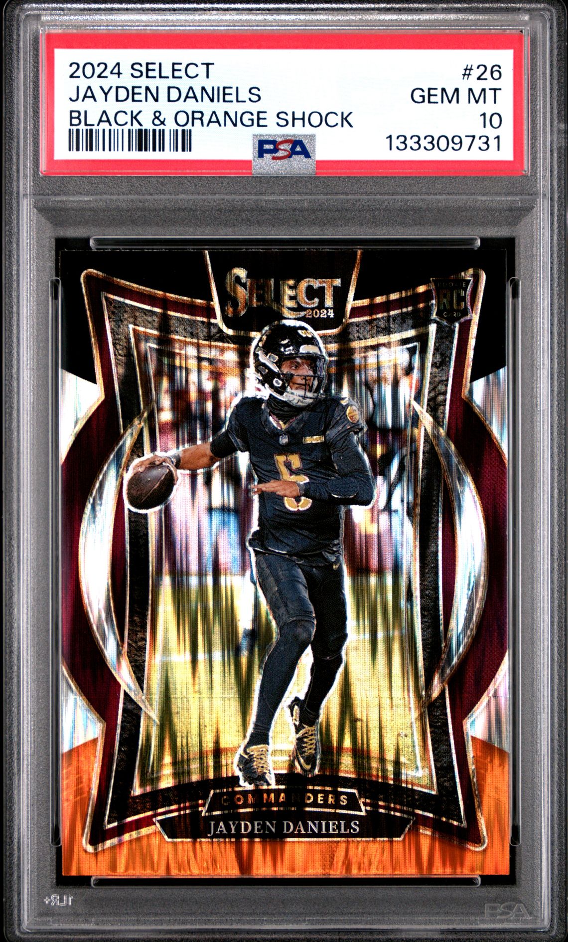 2024 Panini Select Jayden Daniels #26 (Black & Orange Shock) Gem Mt 10 front