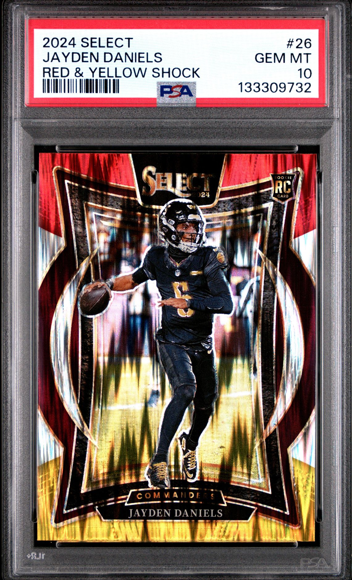 2024 Panini Select Jayden Daniels #26 (Red & Yellow Shock) Gem Mt 10 front