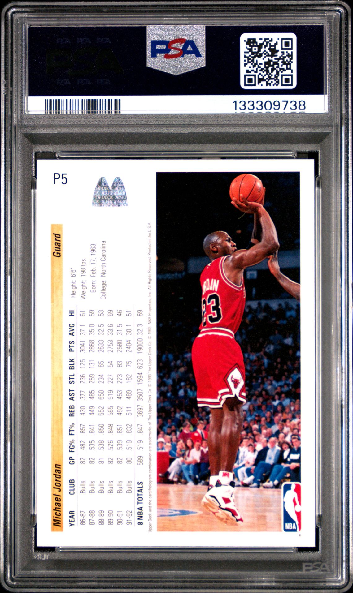 1992 Upper Deck Mcdonald's Michael Jordan #P5 Mint 9 back