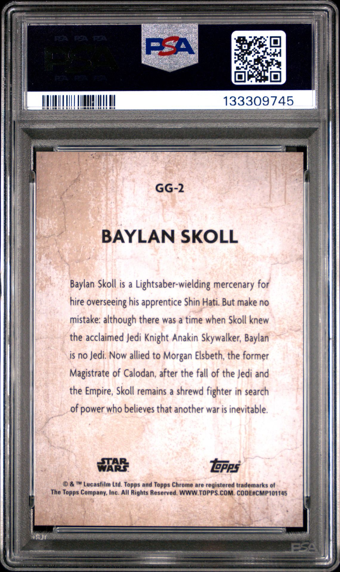 2025 Topps Chrome Star Wars Galactic Graffiti Baylan Skoll #Gg2 Gem Mt 10 back