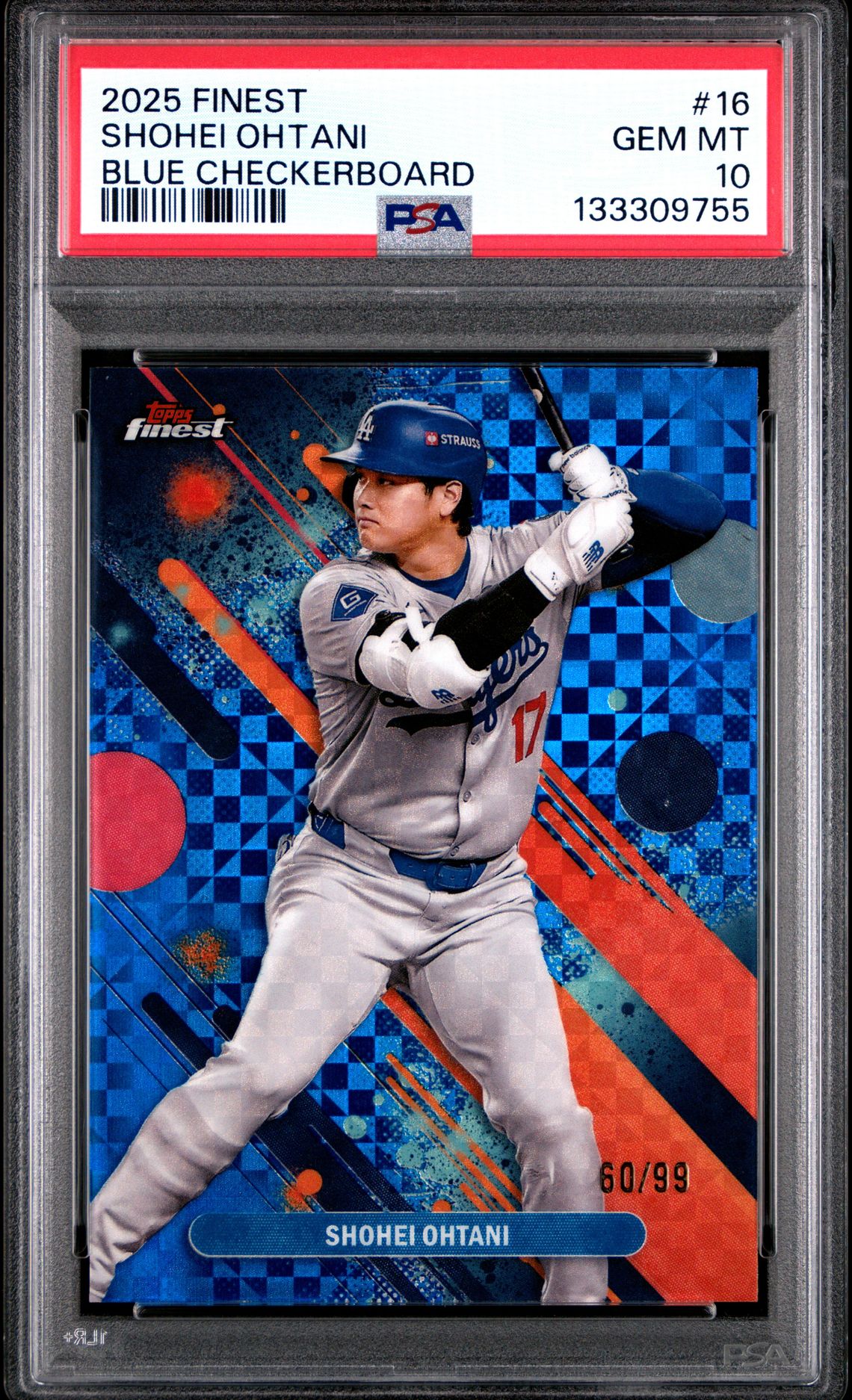 2025 Topps Finest Shohei Ohtani #16 (Blue Checkerboard) Gem Mt 10 front