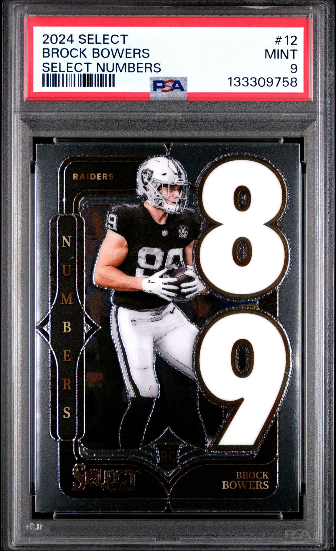 2024 Panini Select Select Numbers Brock Bowers #12 Mint 9 front