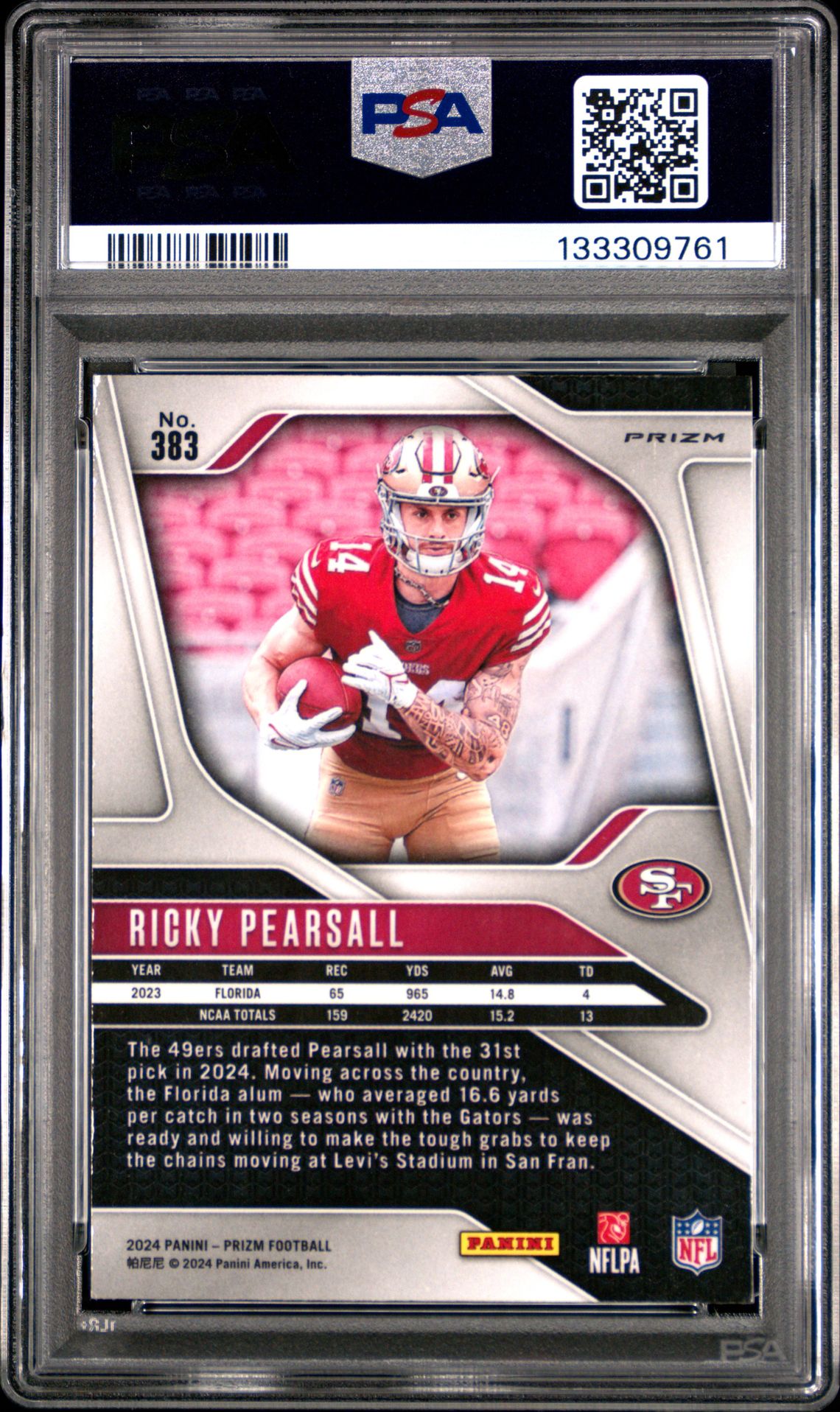 2024 Panini Prizm Ricky Pearsall #383 (Green Wave) Mint 9 back