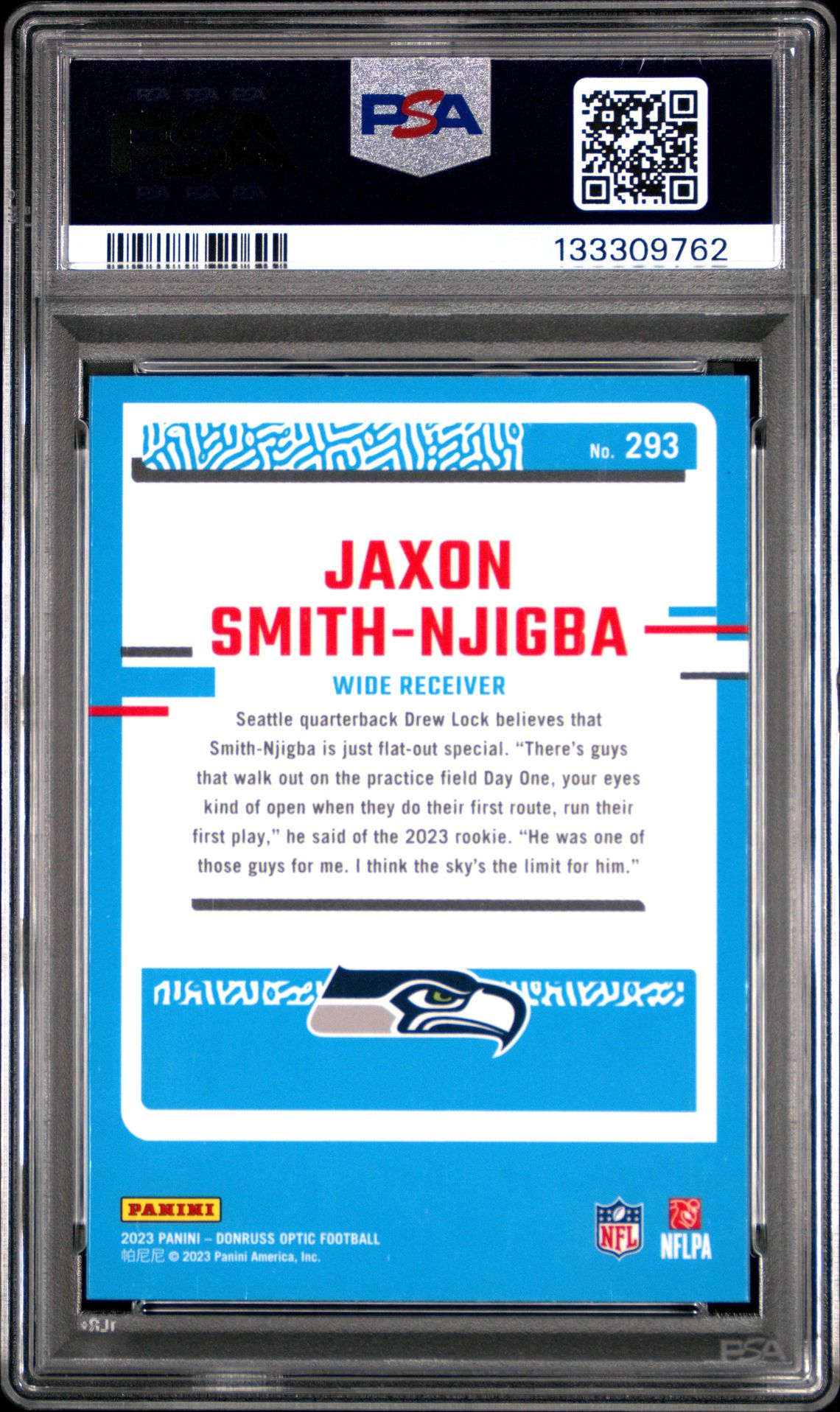 2023 Panini Donruss Optic Jaxon Smith-Njigba #293 Mint 9 back