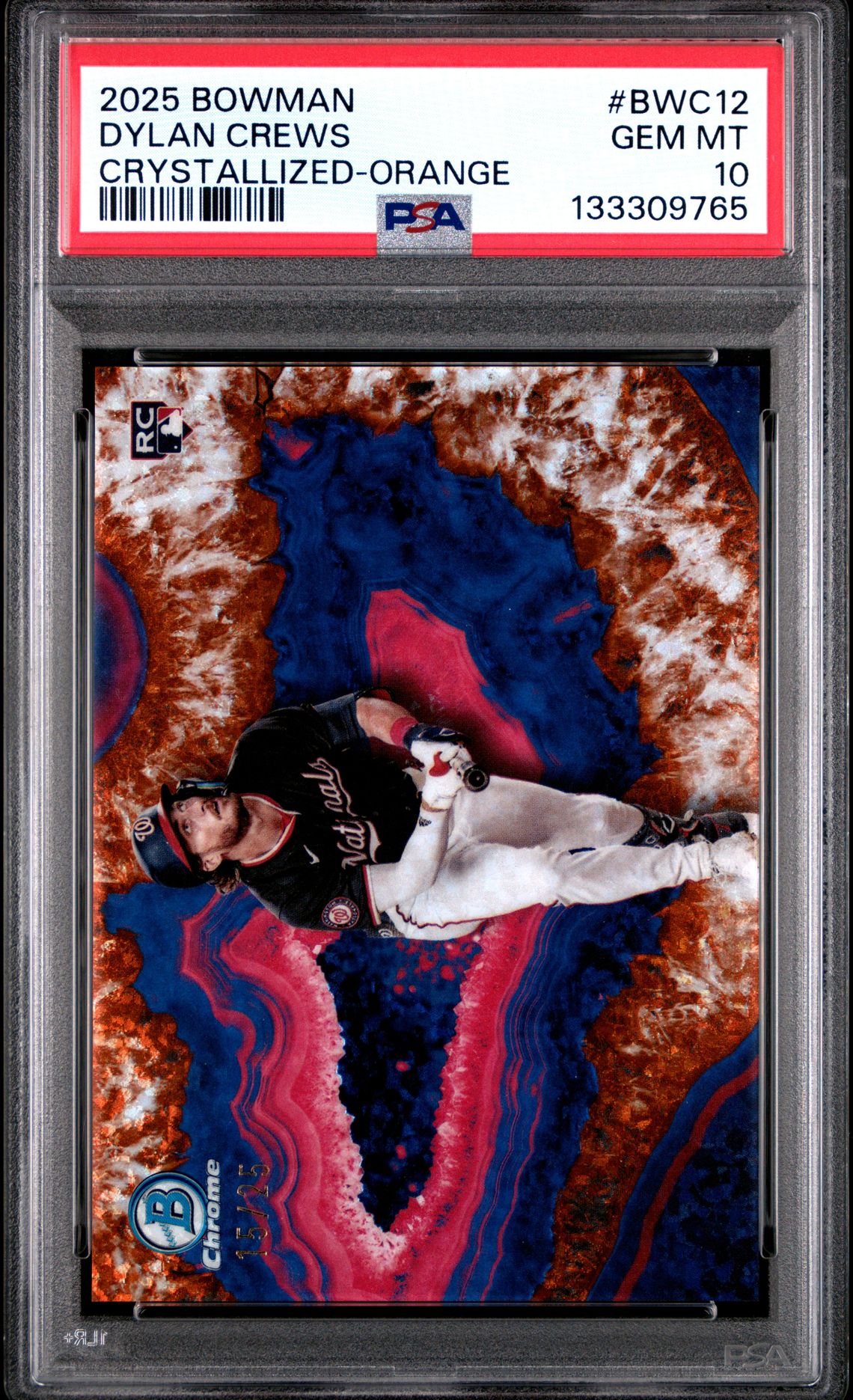 2025 Bowman Crystallized Dylan Crews #Bwc12 (Crystallized-Orange) Gem Mt 10 front