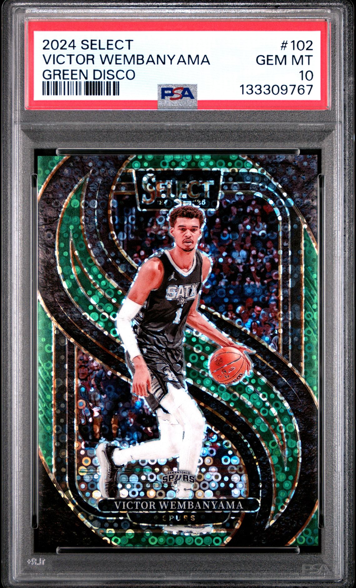 2024 Panini Select Victor Wembanyama #102 (Green Disco) Gem Mt 10 front
