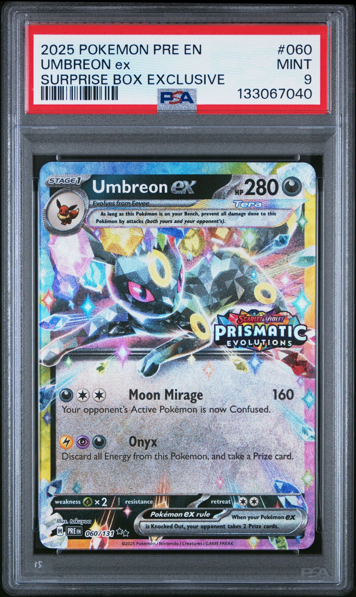 2025 Pokemon Pre En-Prismatic Evolutions Umbreon Ex #060 (Surprise Box Exclusive) Mint 9 front