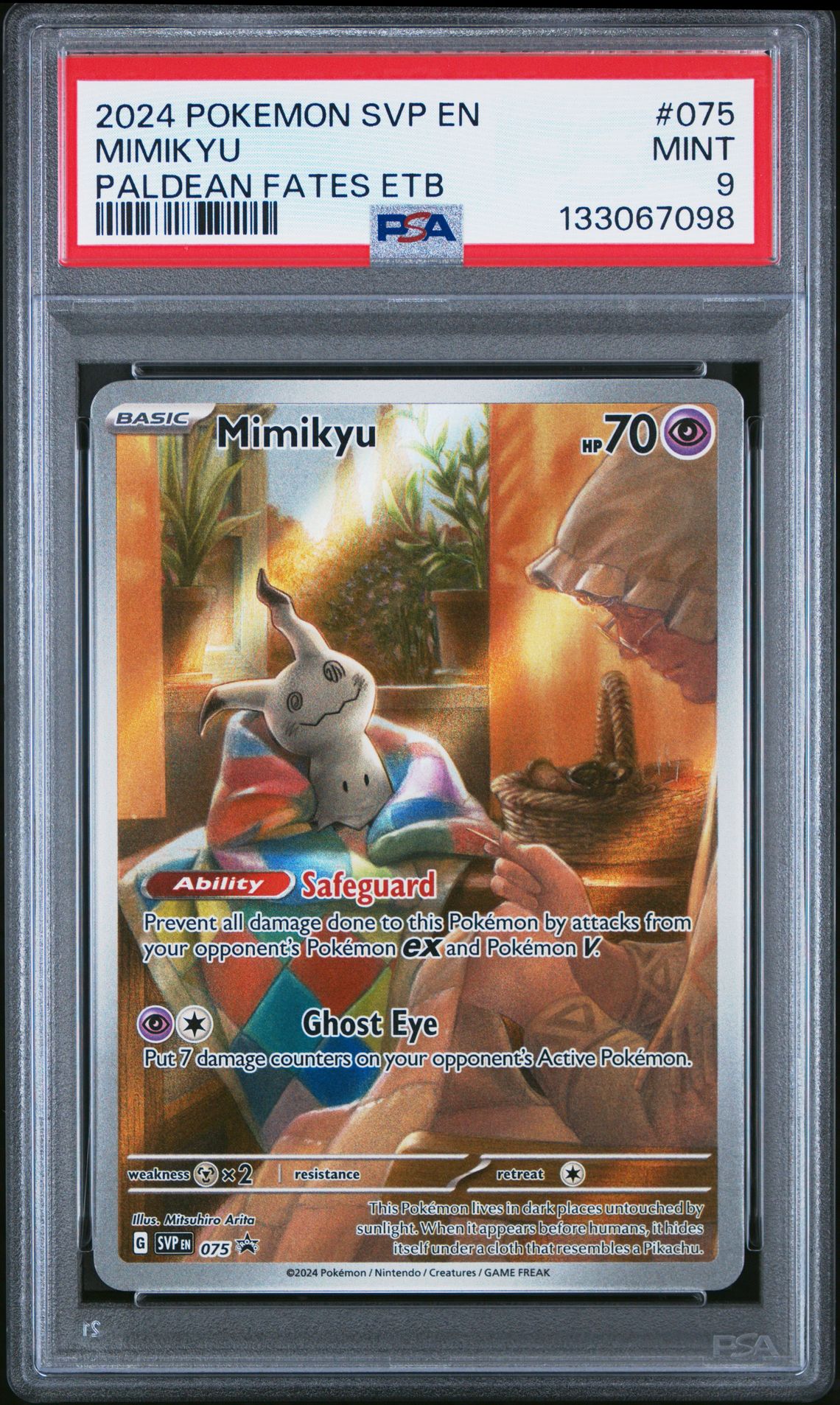 2024 Pokemon Svp En-Sv Black Star Promo Mimikyu #075 (Paldean Fates Etb) Mint 9 front