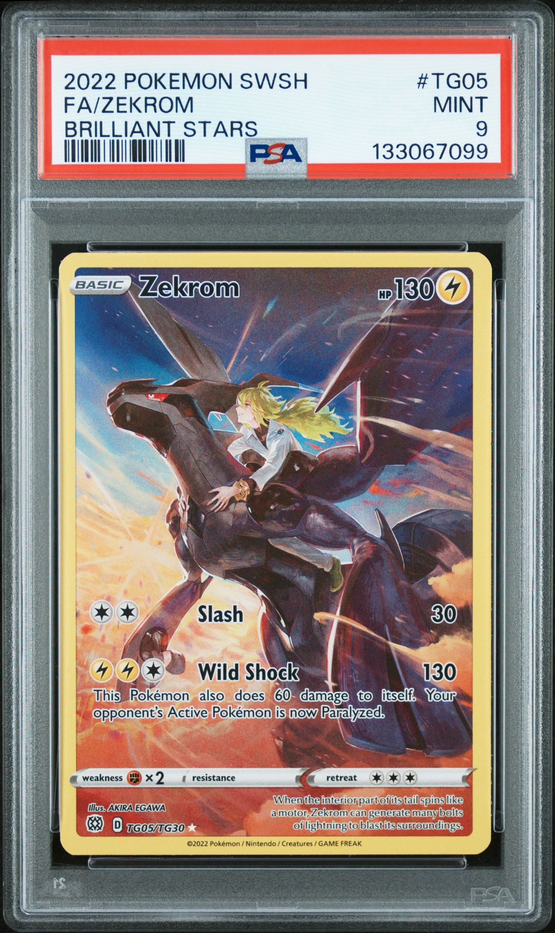 2022 Pokemon Sword & Shield Brilliant Stars Fa/Zekrom #Tg05 (Brilliant Stars) Mint 9 front