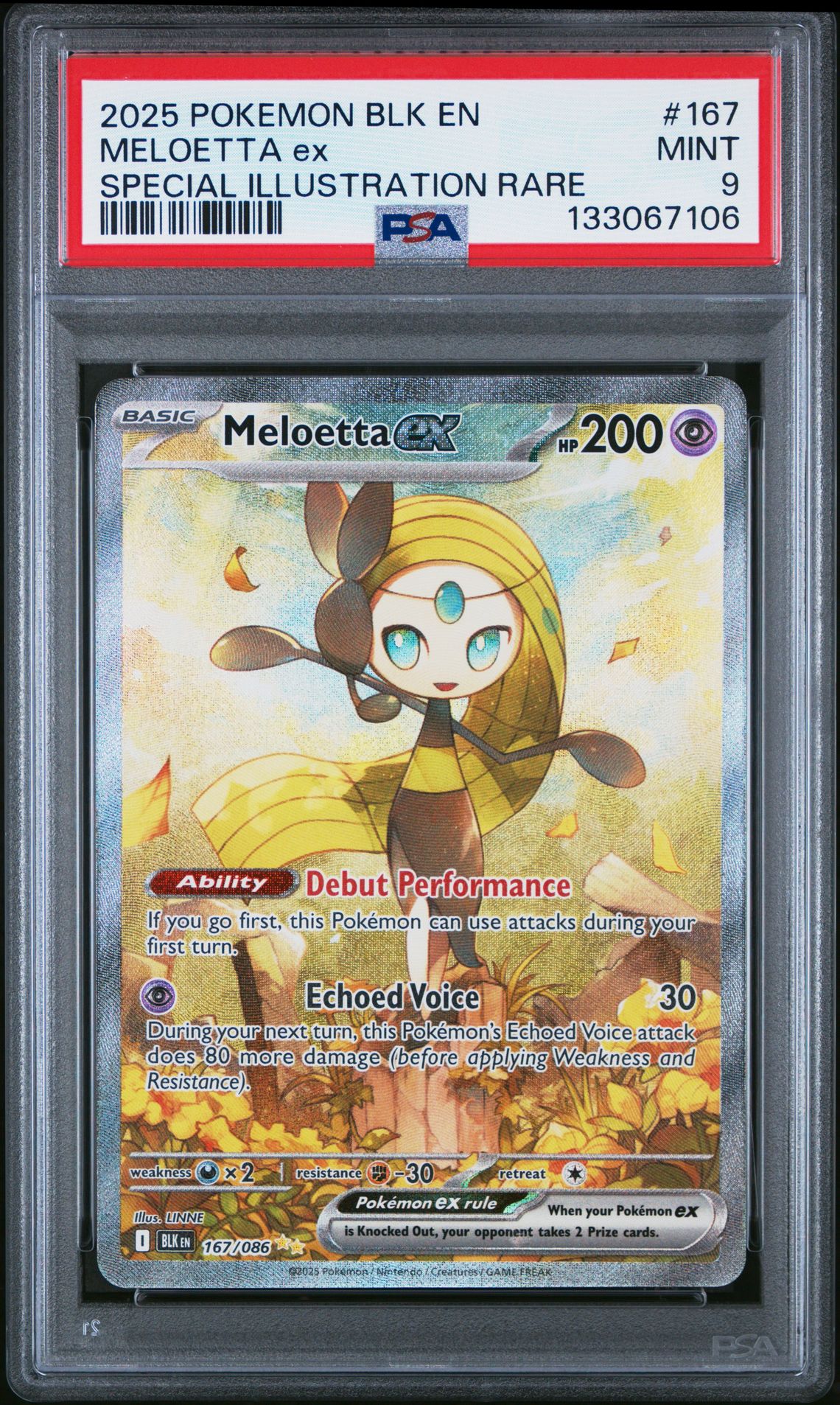 2025 Pokemon Blk En-Black Bolt Meloetta Ex #167 (Special Illustration Rare) Mint 9 front
