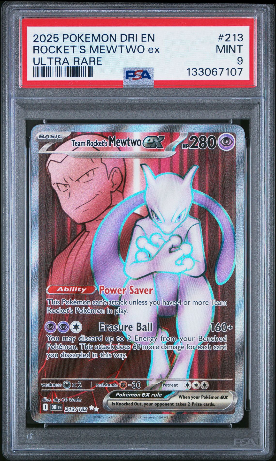 2025 Pokemon Dri En-Destined Rivals Rocket's Mewtwo Ex #213 (Ultra Rare) Mint 9 front