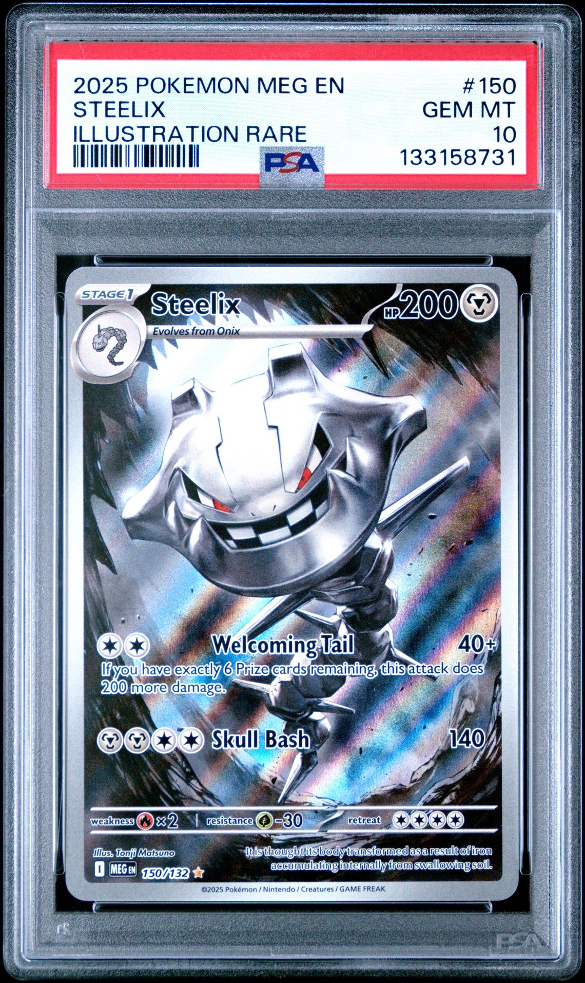 2025 Pokemon Meg En-Mega Evolution Steelix #150 (Illustration Rare) Gem Mt 10 front