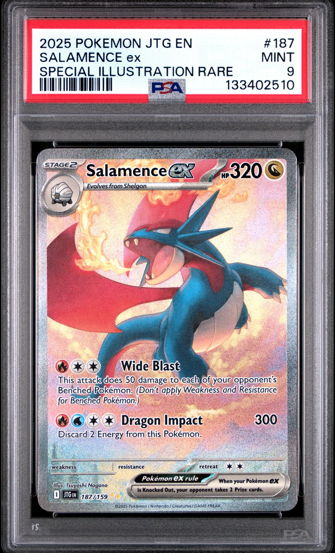 2025 Pokemon Jtg En-Journey Together Salamence Ex #187 (Special Illustration Rare) Mint 9 front
