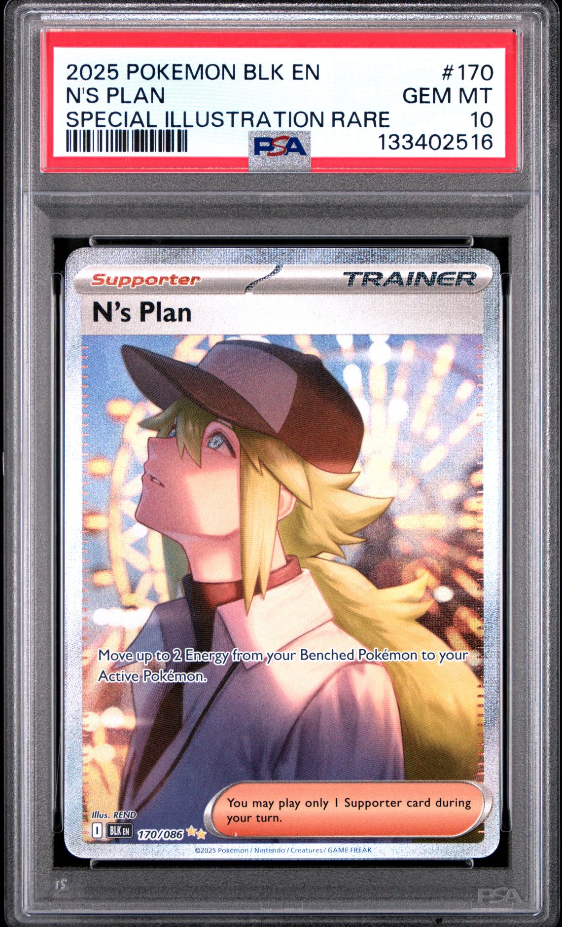 2025 Pokemon Blk En-Black Bolt N's Plan #170 (Special Illustration Rare) Gem Mt 10 front