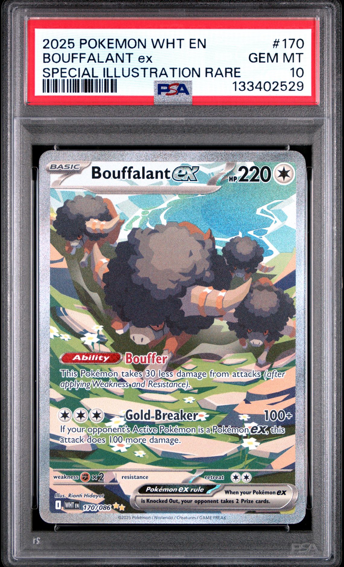 2025 Pokemon Wht En-White Flare Bouffalant Ex #170 (Special Illustration Rare) Gem Mt 10 front