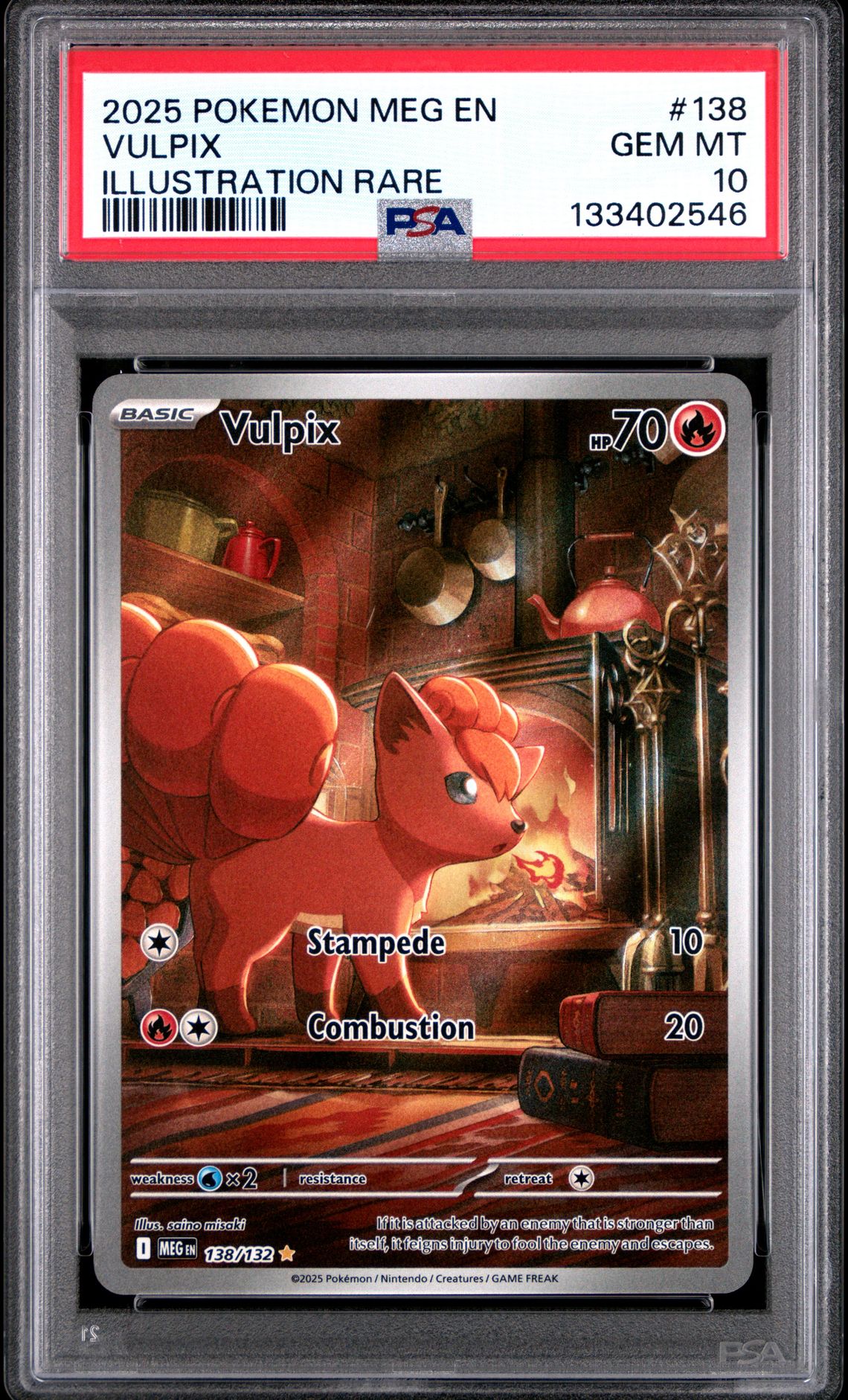 2025 Pokemon Meg En-Mega Evolution Vulpix #138 (Illustration Rare) Gem Mt 10 front