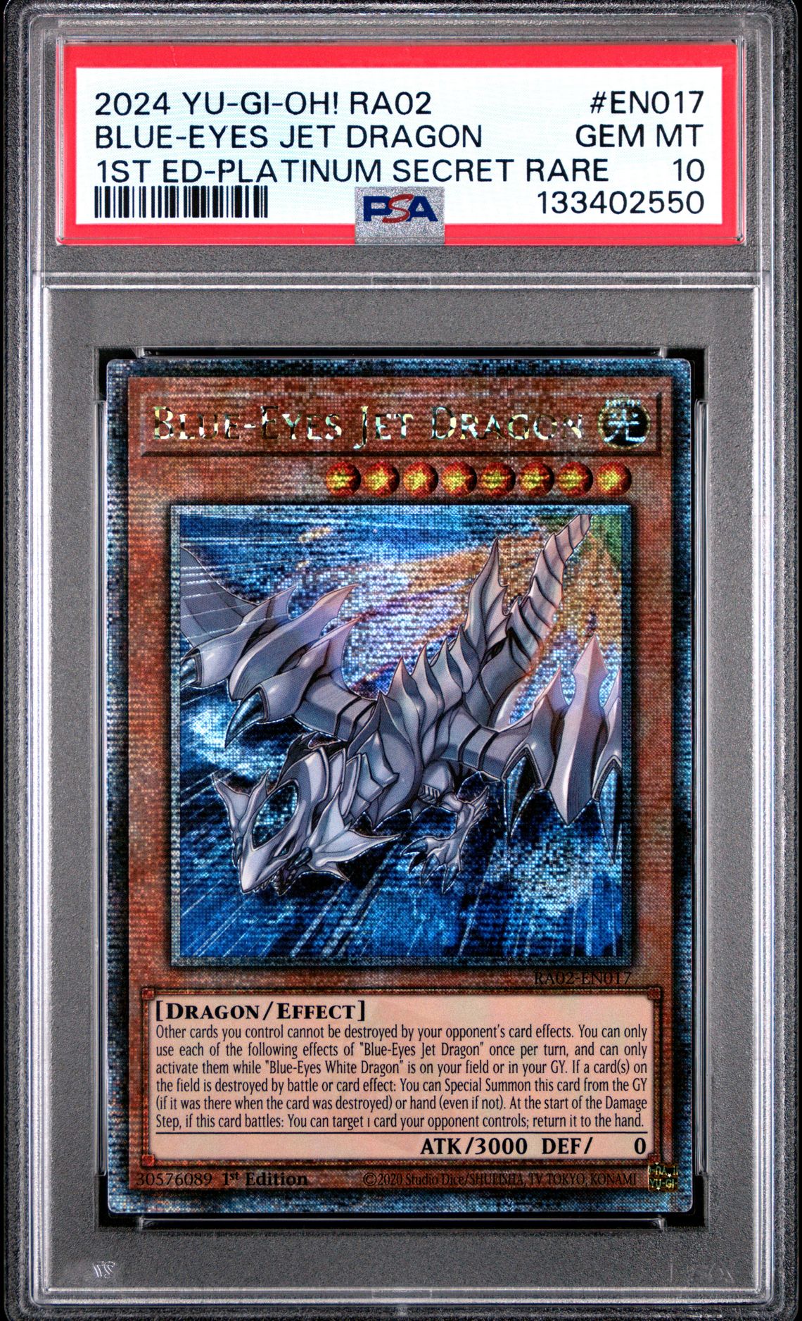 2024 Yu-Gi-Oh! Ra02-25Th Anniversary Rarity Collection Ii Blue-Eyes Jet Dragon #En017 (1St Ed-Platinum Secret Rare) Gem Mt 10 front