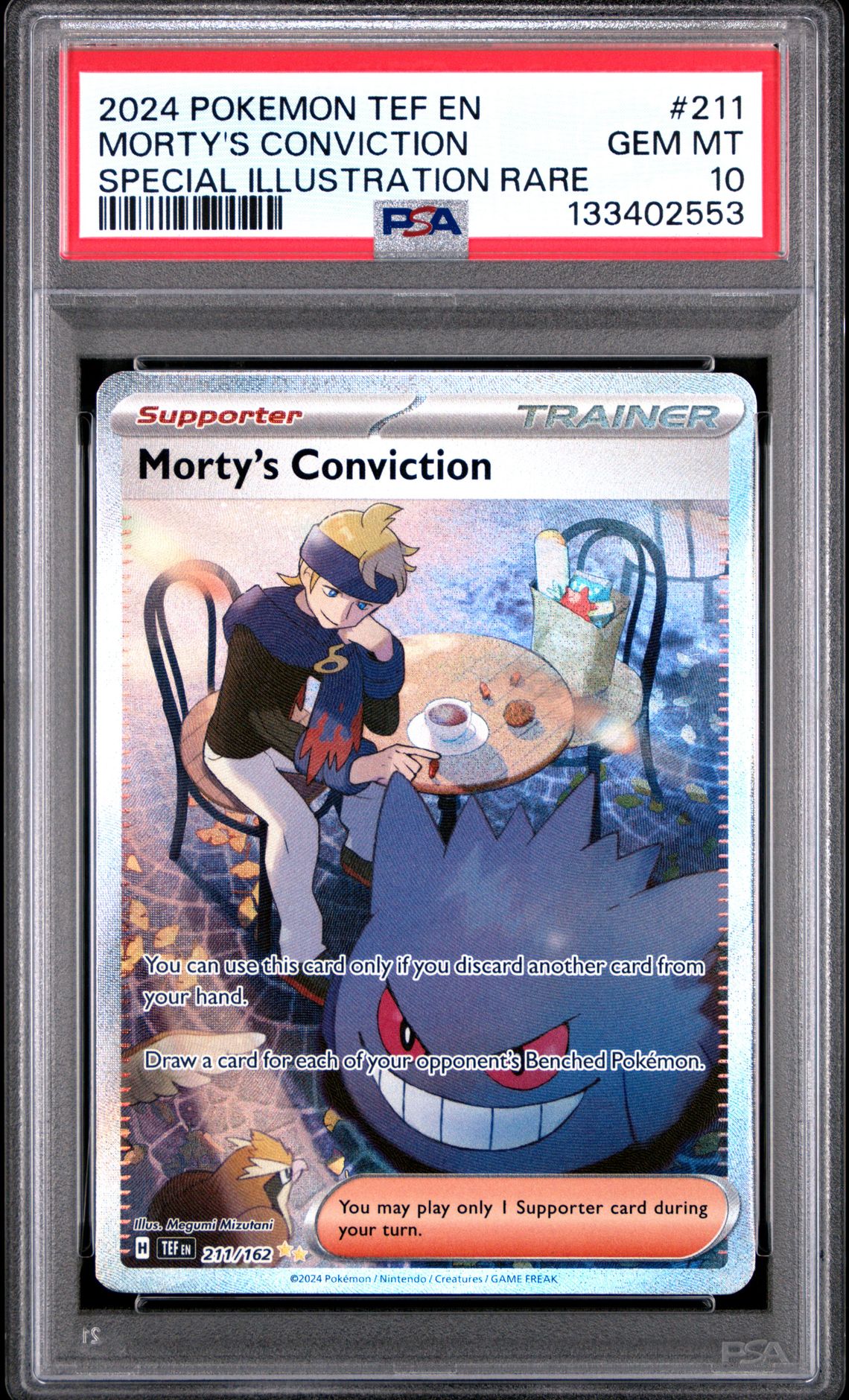2024 Pokemon Tef En-Temporal Forces Morty's Conviction #211 (Special Illustration Rare) Gem Mt 10 front