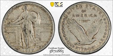 1917-D 25C Type 1 VF30